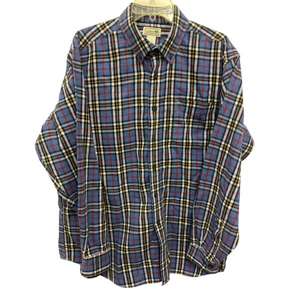 L.L. Bean Other - Vintage LL Bean Mens L blue white black Buffalo Plaid cotton Flannel Shirt